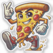 Grappige Pizza Slice Sticker met Attitude (Voorkant)