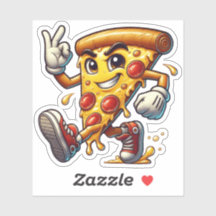 Grappige Pizza Slice Sticker met Attitude 
