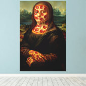 Grappige Pizza-thema Kunstparodie Canvas Afdruk (Insitu (Houten vloer))