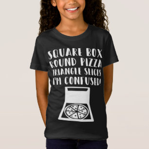 Grappige Pizza Vierkante Doos Ronde Pizza-Driehoek T-shirt