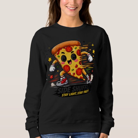 Grappige Pizza Zijschud Trainingsworkout Cartoon M Trui (Voorkant)