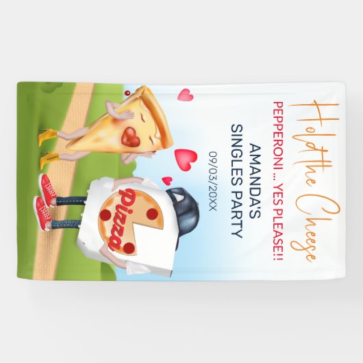 Grappige Pizzaliefde Spandoek (Horizontaal)