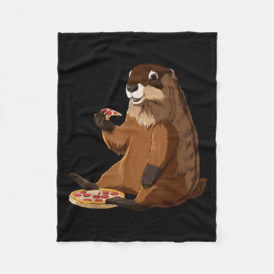 Grappige pizzaliefhebber bosmarmot  fleece deken