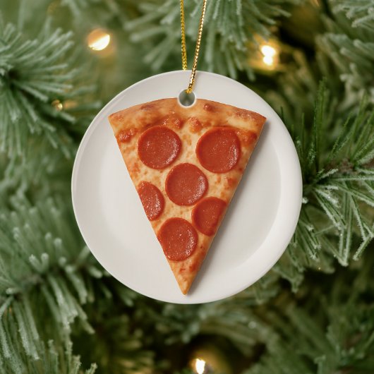 Grappige pizzapunt – Persoonlijk kerstcadeau Keramisch Ornament (Boom)