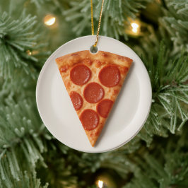Grappige pizzapunt – Persoonlijk kerstcadeau Keramisch Ornament