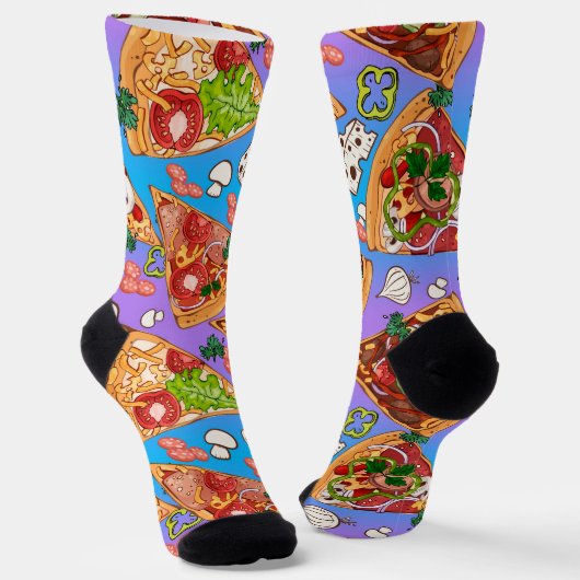 Grappige pizzapuntjes sokken (Gebogen)