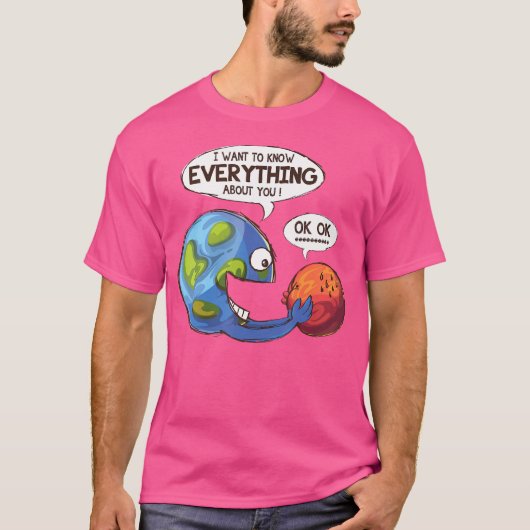 Grappige planeet en Mars bezetten Mars-astronomie T-shirt (Voorkant)