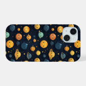 Grappige Planeten Ruimte Patroon iPhone 15 Case (Achterkant horizontaal)