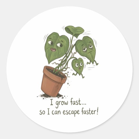 Grappige Plant Escape Sticker  (Voorkant)