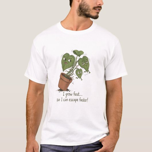 Grappige Plant Escape T-shirt (Voorkant)