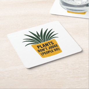 Grappige Planten Oordelen Niet Vintage Inktstempel Kartonnen Onderzetters