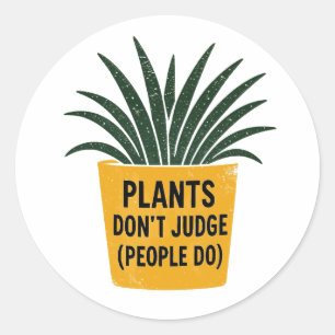 Grappige Planten Oordelen Niet Vintage Inktstempel Ronde Sticker