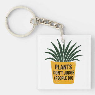 Grappige Planten Oordelen Niet Vintage Inktstempel Sleutelhanger