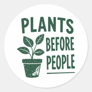 Grappige Planten Voor Mensen Vintage Inktstempel K Ronde Sticker