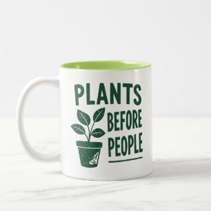 Grappige Planten Voor Mensen Vintage Inktstempel K Tweekleurige Koffiemok