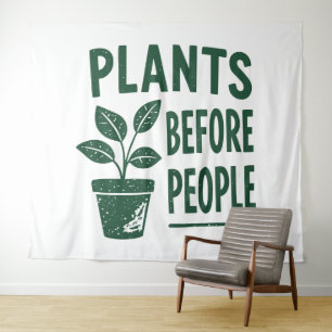 Grappige Planten Voor Mensen Vintage Inktstempel K Wandkleed