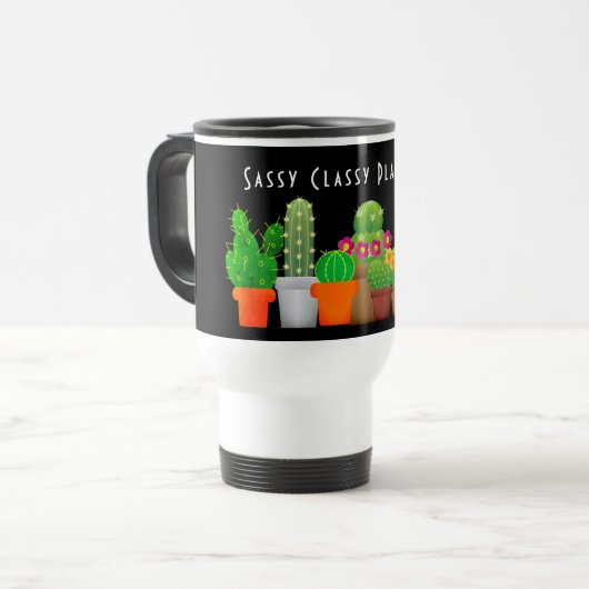Grappige Plantendame Cactus Succulent Reisbeker (Voorkant links)