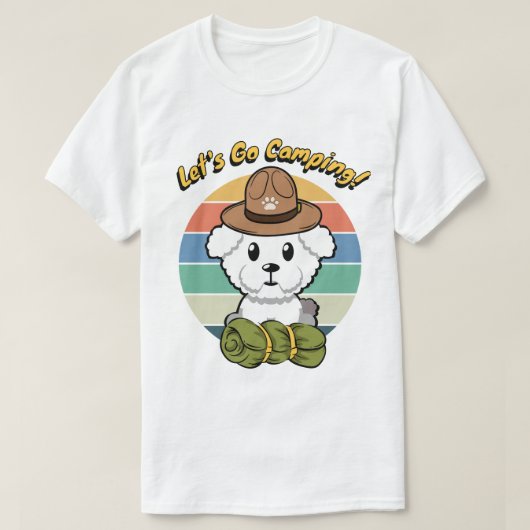 Grappige pluizige hond wil gaan kamperen t-shirt (Design voorkant)