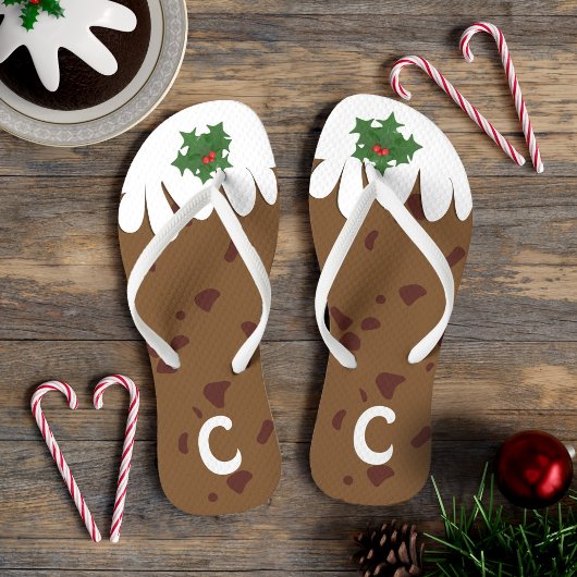 Grappige Plum Pudding Monogram Kerstmis in juli Teenslippers