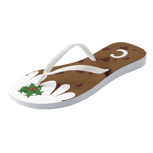Grappige Plum Pudding Monogram Kerstmis in juli Teenslippers (Schuin)