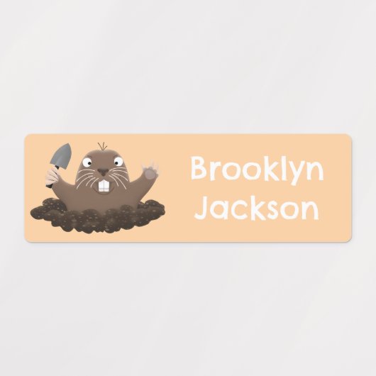 Grappige pocket gopher graven cartoon gepersonalis labels (Design 2)