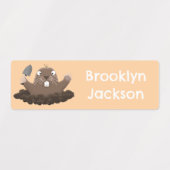 Grappige pocket gopher graven cartoon gepersonalis labels (Design 1)