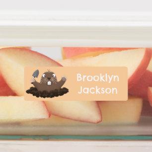 Grappige pocket gopher graven cartoon gepersonalis labels