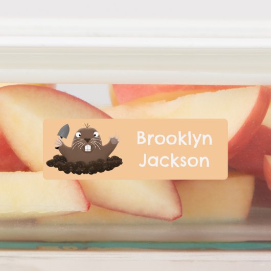 Grappige pocket gopher graven cartoon gepersonalis labels (Aangebracht)