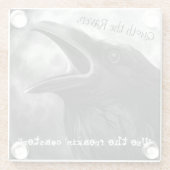 Grappige Poe Black Raven Bird Halloween Party Frea Glazen Onderzetter (Achterkant)