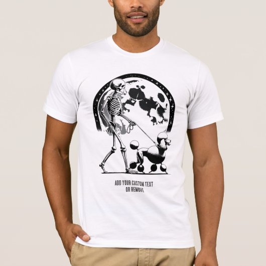 Grappige poedel en skelet Dierenvriend cadeau T-shirt (Voorkant)