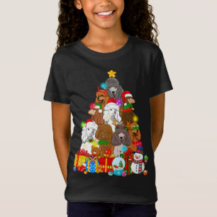 Grappige poedel kerstboom lampjes cadeau Hondenlie T-shirt