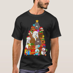 Grappige poedel kerstboom lampjes cadeau Hondenlie T-shirt