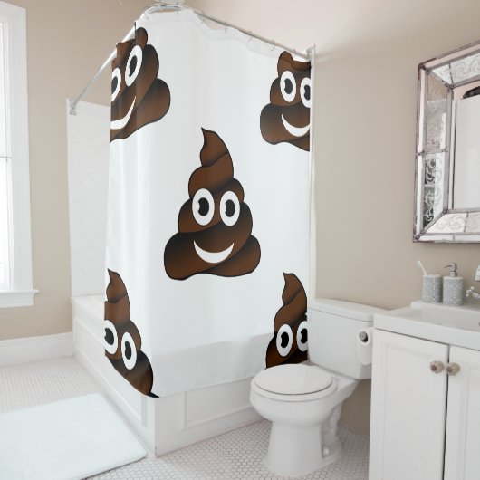 Grappige poep emoji badkamer douche gordijn (In situ)
