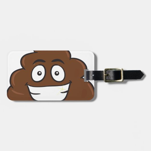 grappige poep emoji bagagelabel (Voorkant horizontaal)