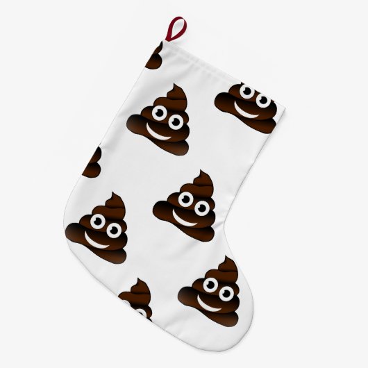 Grappige poep emoji Kerstmis kous Grote Kerstsok (Voorkant (Hangend))