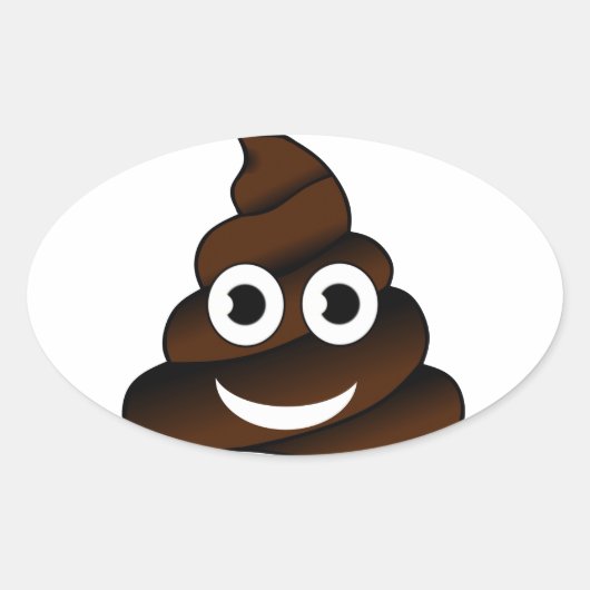 grappige poep emoji ovale sticker (Voorkant)