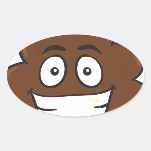 grappige poep emoji ovale sticker (Voorkant)