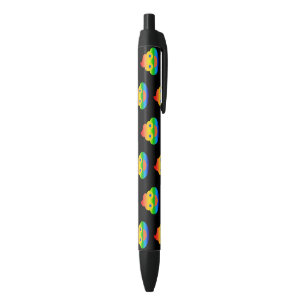 Grappige Poep Emoji Regenboog Kleur Glimlachend Ge Zwarte Inkt Pen