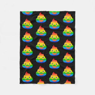 Grappige Poep Emoji Regenboog Kleur Lachend Gezich Fleece Deken