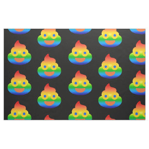 Grappige Poep Emoji Regenboog Kleur Lachend Gezich Stof
