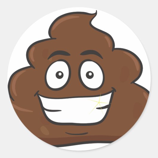 grappige poep emoji ronde sticker (Voorkant)