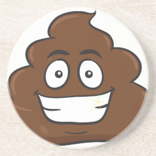 grappige poep emoji zandsteen onderzetter