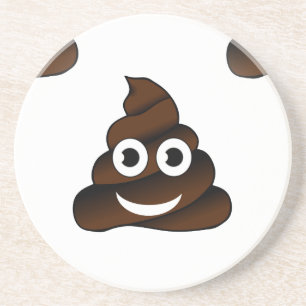 grappige poep emoji zandsteen onderzetter