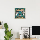 Grappige "Poep je?" Lapjeskat, Tabby & Zwarte Kat Poster (Thuiskantoor)