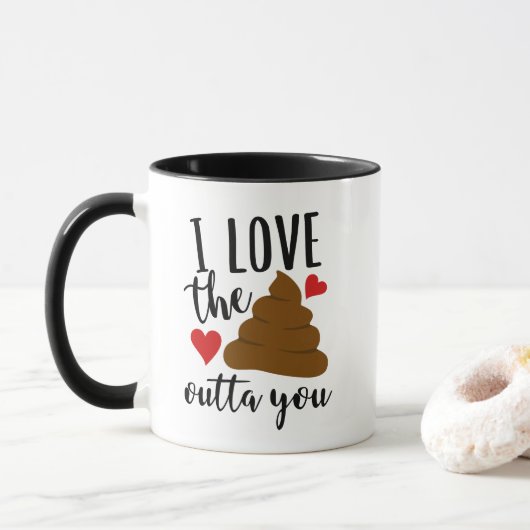 grappige poep-liefdewoorden mok (Met donut)