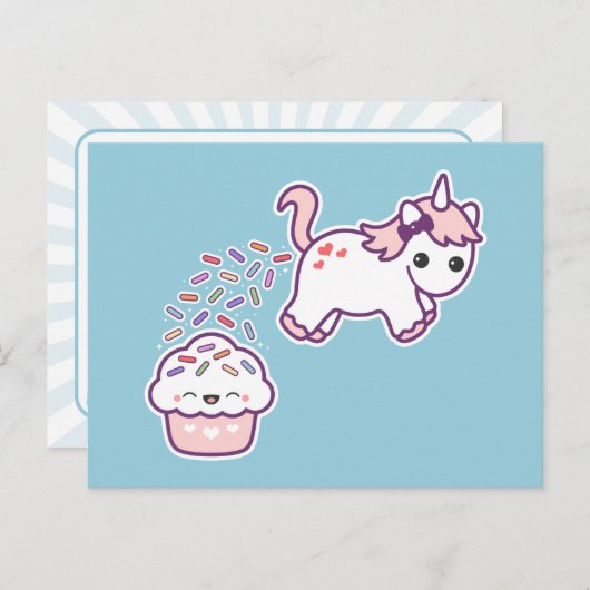 Grappige poepende eenhoorn briefkaart (Voorkant / Achterkant)