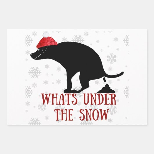 Grappige poepende hond kerst inpakpapier vel (Voorkant 2)