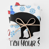 Grappige poepende hond kerst inpakpapier vel (In situ)