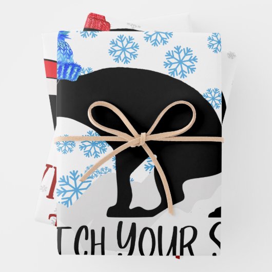 Grappige poepende hond kerst inpakpapier vel (In situ)