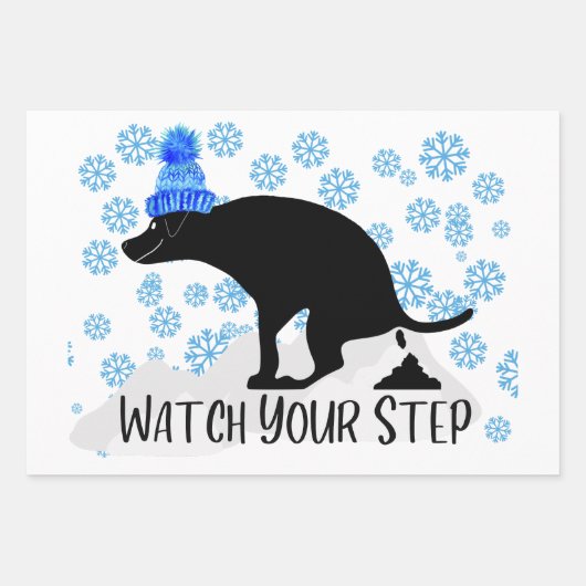 Grappige poepende hond kerst inpakpapier vel (Voorkant)